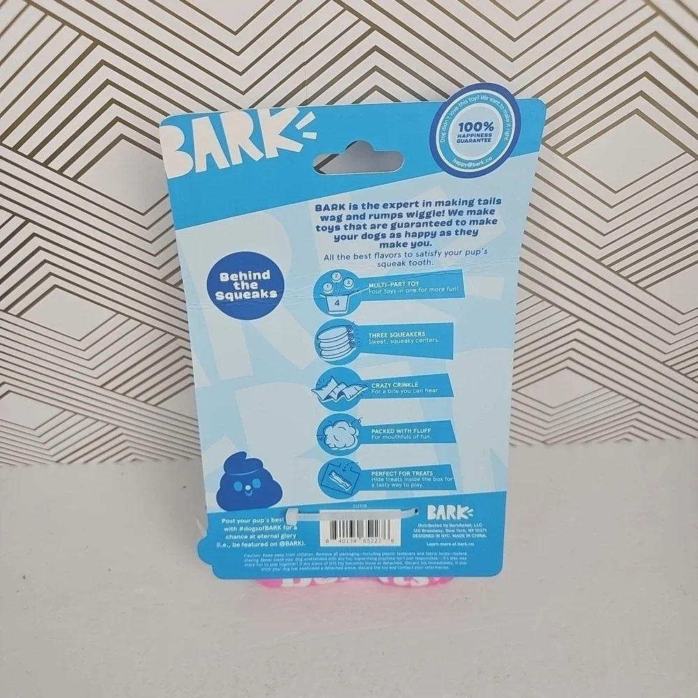 Bark Box 3 Donuts & Holder Dog Toy Crinkle Hide & Seek Treats XS/S Dogs Toys-NEW